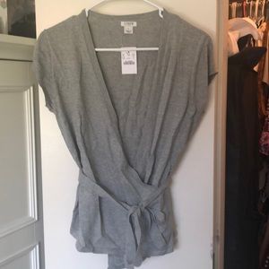 NWT size M gray short sleeved J.Crew wrap sweater